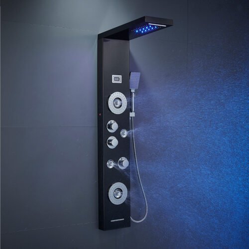 Six Functions Black 304 Stainless Steel LED Shower Panel - SL926O 16 31 2