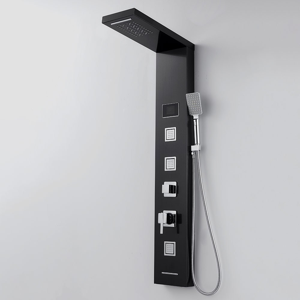 Brushed Black Shower Tower Panel With LED Light Brushed Black Shower Tower Panel With LED Light-SL930O 15 37 2